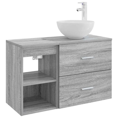 Комплект мебели за баня 2 pcs Сив Сонома Инженерна дървесина