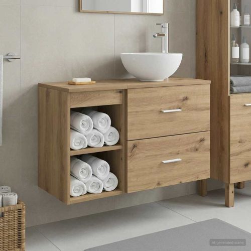Комплект мебели за баня 2 pcs Дъб артизан Инженерна дървесина