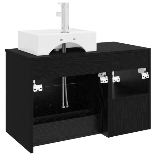 Комплект мебели за баня 2 pcs Черен дъб Инженерна дървесина