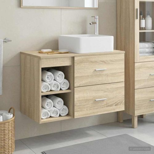 Комплект мебели за баня 2 pcs Дъб сонома Инженерна дървесина