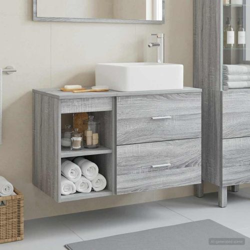 Комплект мебели за баня 2 pcs Сив Сонома Инженерна дървесина