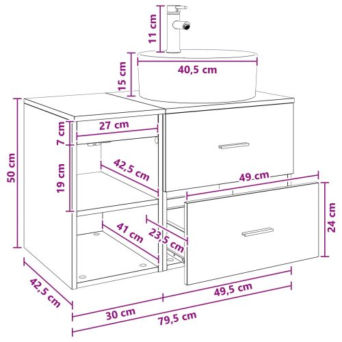 Комплект мебели за баня 2 pcs Бяло Инженерна дървесина