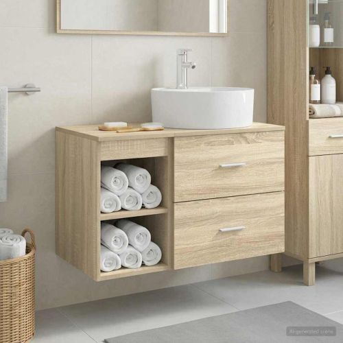 Комплект мебели за баня 2 pcs Дъб сонома Инженерна дървесина