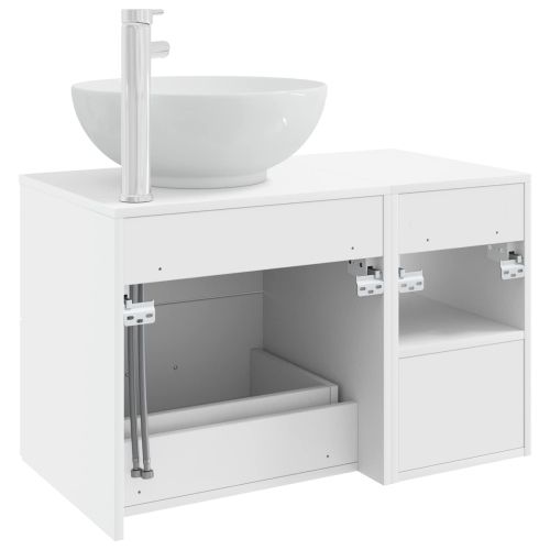 Комплект мебели за баня 2 pcs Бяло Инженерна дървесина