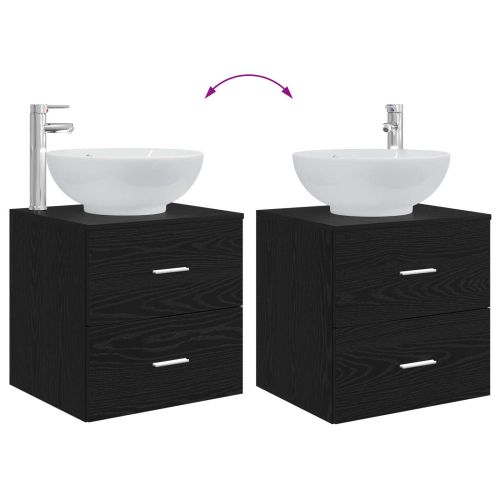 Комплект мебели за баня 2 pcs Черен дъб Инженерна дървесина