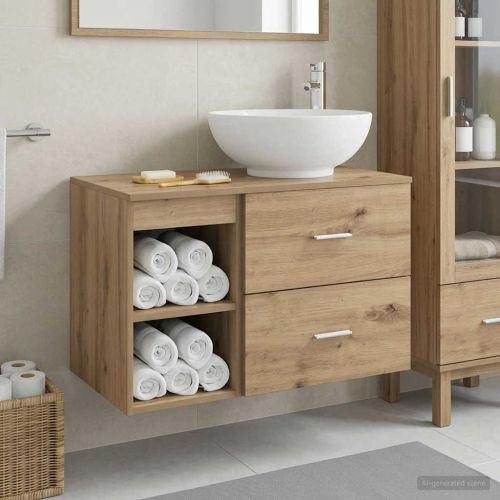 Комплект мебели за баня 2 pcs Дъб артизан Инженерна дървесина