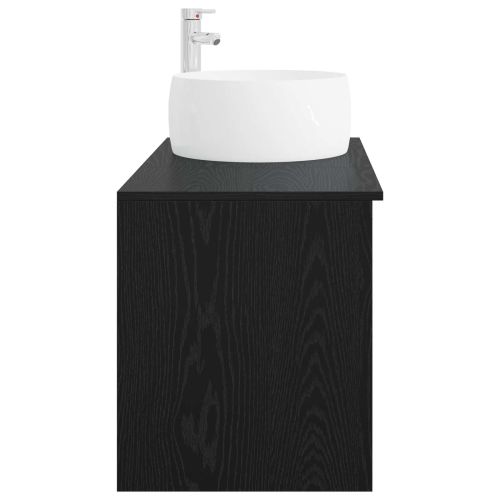 Комплект мебели за баня 2 pcs Черен дъб Инженерна дървесина