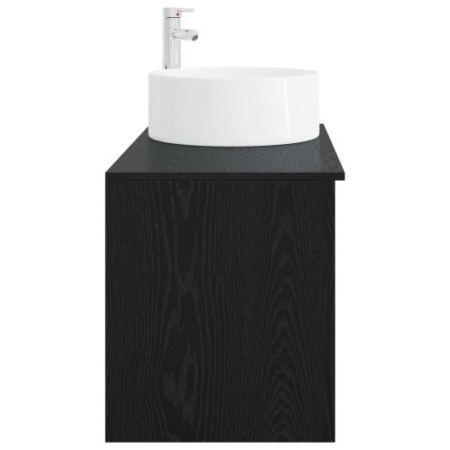 Комплект мебели за баня 2 pcs Черен дъб Инженерна дървесина