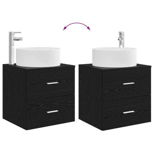 Комплект мебели за баня 2 pcs Черен дъб Инженерна дървесина