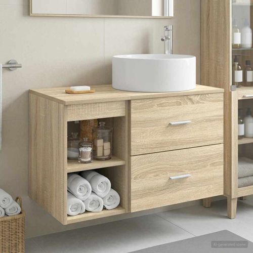 Комплект мебели за баня 2 pcs Дъб сонома Инженерна дървесина