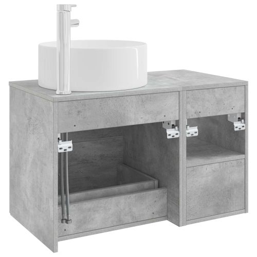 Комплект мебели за баня 2 pcs Бетонно сиво Инженерна дървесина
