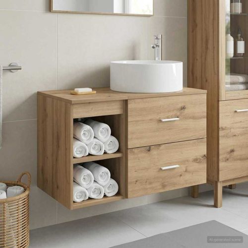 Комплект мебели за баня 2 pcs Дъб артизан Инженерна дървесина