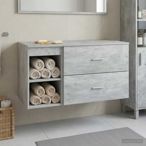 Комплект мебели за баня 2 pcs Бетонно сиво Инженерна дървесина