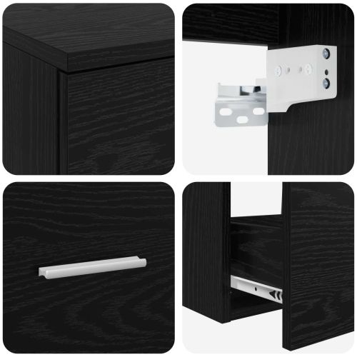 Комплект мебели за баня 2 pcs Черен дъб Инженерна дървесина