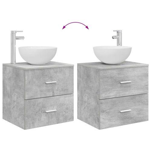 Комплект мебели за баня 2 pcs Бетонно сиво Инженерна дървесина