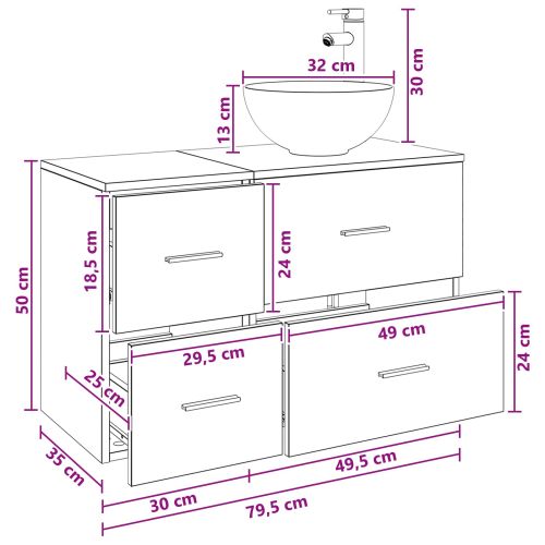 Комплект мебели за баня 2 pcs Бетонно сиво Инженерна дървесина