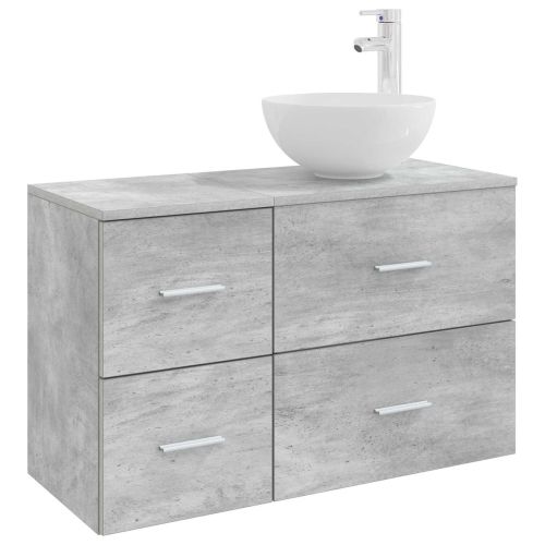 Комплект мебели за баня 2 pcs Бетонно сиво Инженерна дървесина
