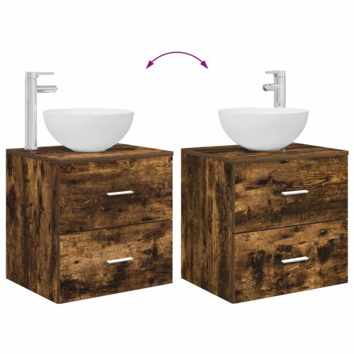 Комплект мебели за баня 2 pcs Опушен дъб Инженерна дървесина