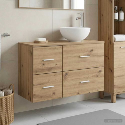 Комплект мебели за баня 2 pcs Дъб артизан Инженерна дървесина