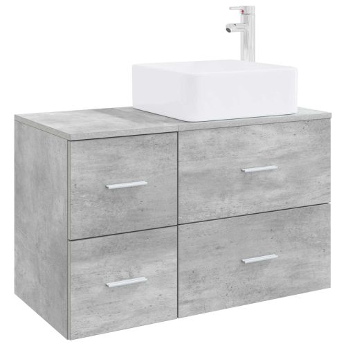 Комплект мебели за баня 2 pcs Бетонно сиво Инженерна дървесина