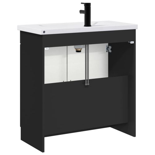 Комплект мебели за баня Черно 56 x 37,5 x 81 см
