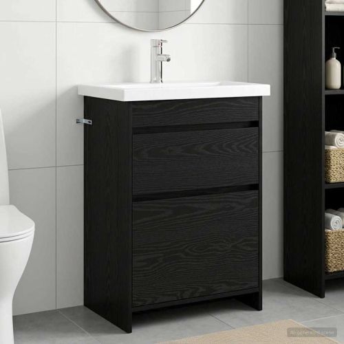 Комплект мебели за баня Черен дъб 61 x 40 x 84,5 см