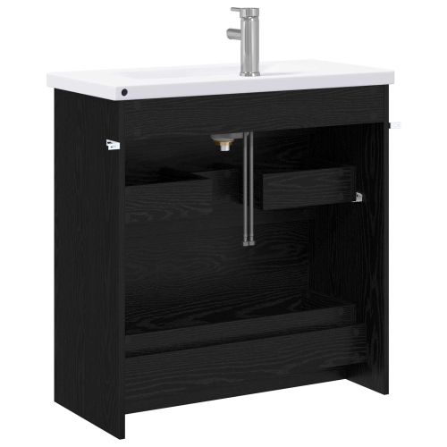 Комплект мебели за баня Черен дъб 81 x 40 x 84,5 см