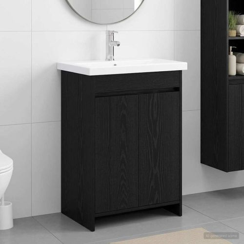 Комплект мебели за баня Черен дъб 61 x 40 x 84,5 см
