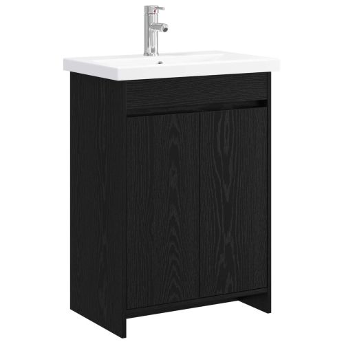 Комплект мебели за баня Черен дъб 81 x 40 x 84,5 см