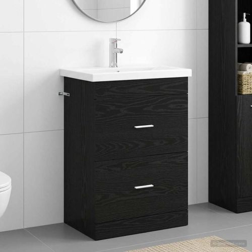 Комплект мебели за баня Черен дъб 61 x 40 x 84,5 см