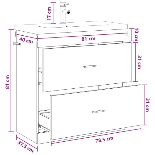 Комплект мебели за баня Бетонно сиво 81 x 40 x 84,5 см