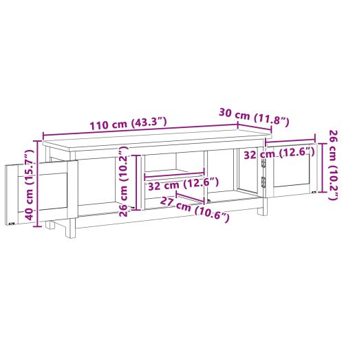ТВ шкаф 110 x 30 x 40 cm Натурално Солидно тиково дърво