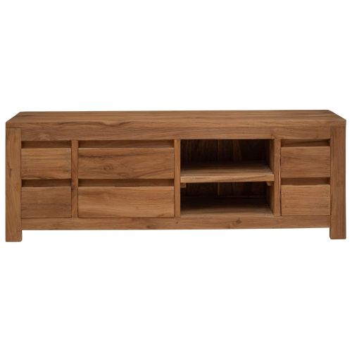ТВ шкаф 110 x 30 x 40 cm Натурално Солидно тиково дърво