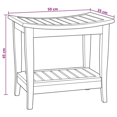Маса за баня Натурално 50 x 35 x 45 cm Солидно тиково дърво