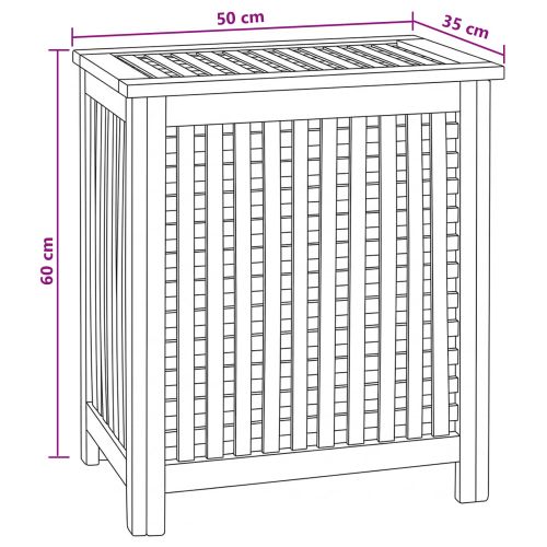 Кошница за Пране Натурално 50 x 35 x 60 cm Солидно тиково дърво