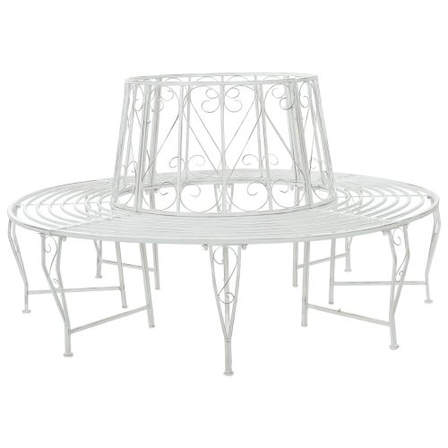 Дървесен бенч 8-Брой места Ø 160 x 89 см Стомана Антично бяло
