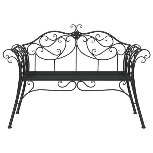 Градинска пейка 2-Брой места 130 x 47 x 90 см Стомана Черно