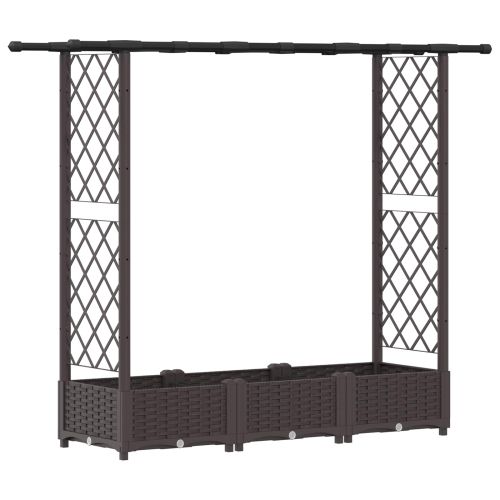 Повдигнато легло с решетка и покривка Кафяво 164 x 40 x 121 см