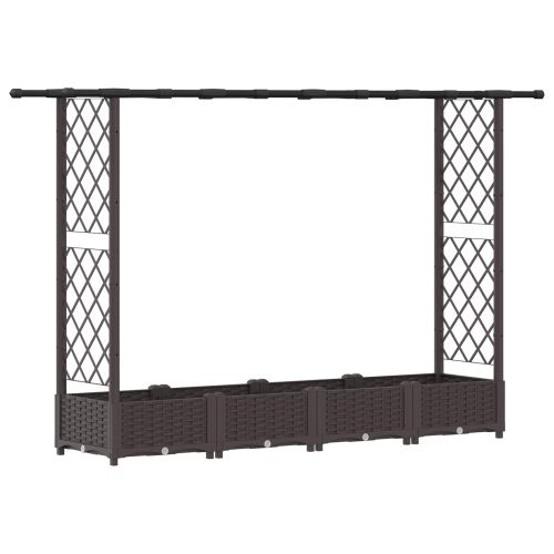 Повдигнато легло с решетка и покривка Кафяво 203 x 40 x 121 см