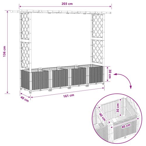 Повдигнато легло с решетка и покривка Кафяво 203 x 40 x 136 см