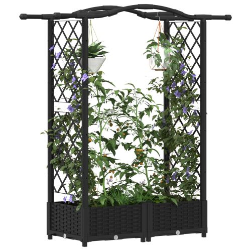 Повдигнато легло с решетка и покривка Черно 124 x 40 x 123 см