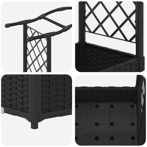 Повдигнато легло с решетка и покривка Черно 124 x 40 x 123 см
