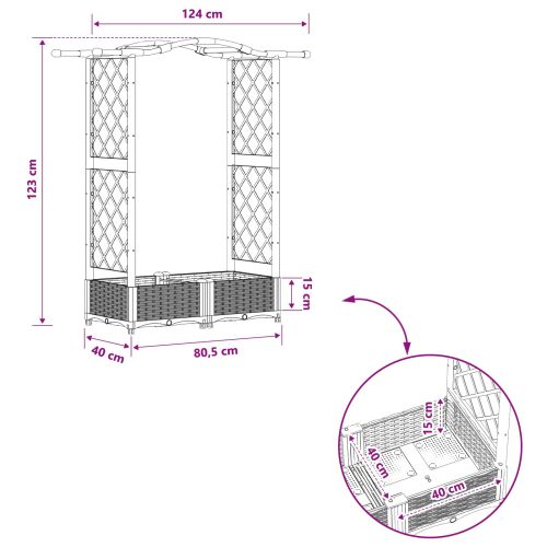 Повдигнато легло с решетка и покривка Черно 124 x 40 x 123 см