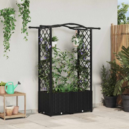 Повдигнато легло с решетка и покривка Черно 125 x 40 x 138 см