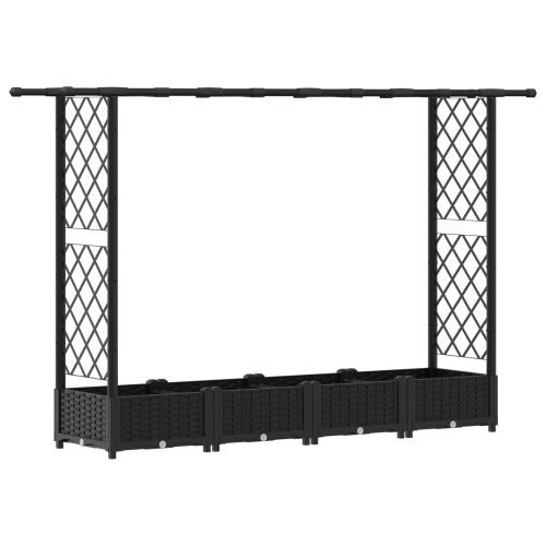 Повдигнато легло с решетка и покривка Черно 203 x 40 x 121 см
