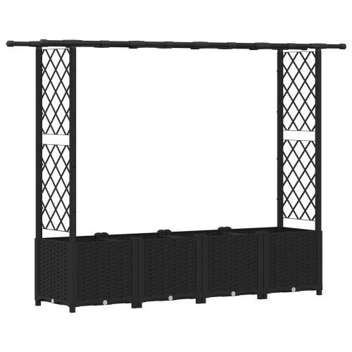 Повдигнато легло с решетка и покривка Черно 203 x 40 x 136 см