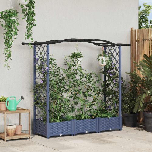 Повдигнато легло с решетка и покривка Сиво 169 x 40 x 123 см ПП