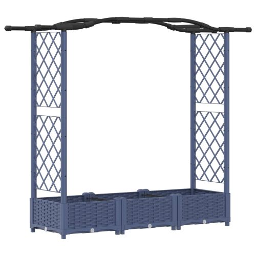 Повдигнато легло с решетка и покривка Сиво 169 x 40 x 123 см ПП