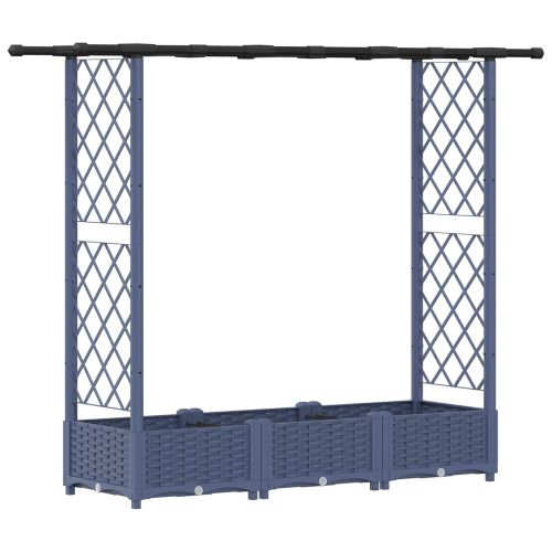 Повдигнато легло с решетка и покривка Сиво 164 x 40 x 121 см ПП