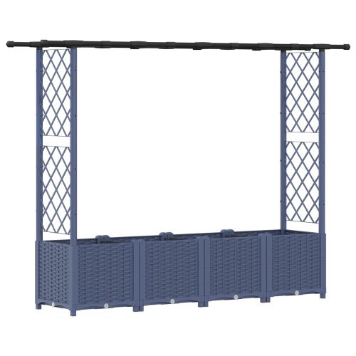 Повдигнато легло с решетка и покривка Сиво 203 x 40 x 136 см ПП